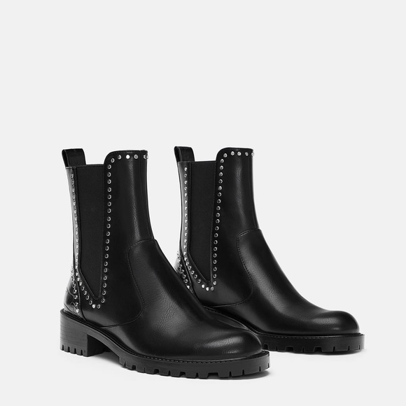 flat ankle boots with studs